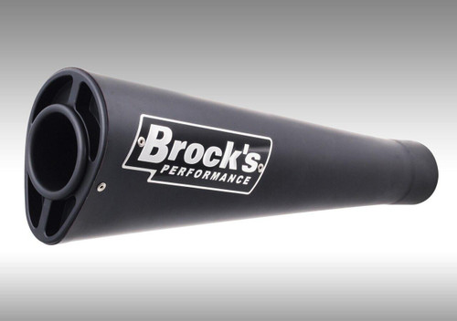 Brocks Performance Brocks Alien Head Full Exhaust 14" Muffler Black Suzuki GSXR1000 (07-08), motorcycle muffler with alien head design in black color. Loading Image
