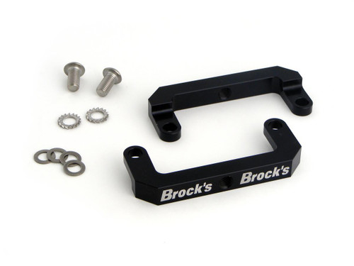 Brocks Performance Brocks Front End Lowering Strap Bracket for Kawasaki ZX14 (06-11), black metal bracket with mounting hardware including screws, washers, and spacers.