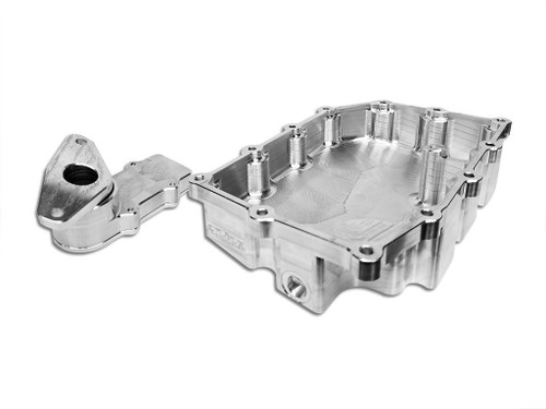 DME Low Profile Billet Oil Pan Suzuki GSXR1000 (17-25), a silver metal motorcycle oil pan with a low-profile design, suitable for Suzuki GSXR1000 models from 2017 to 2025.