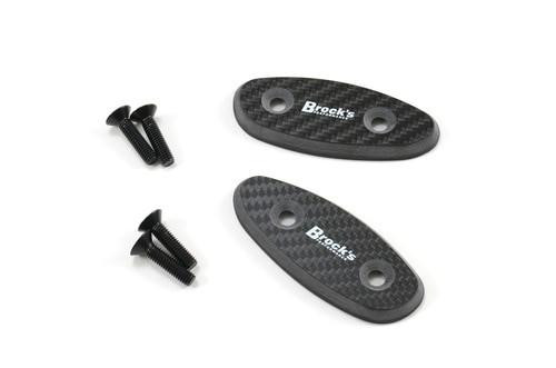 Brocks Performance Brocks Carbon Fiber Mirror Block Off Plates Suzuki Hayabusa (99-21), black carbon fiber mirror block off plates with screws for motorcycle rearview mirror removal