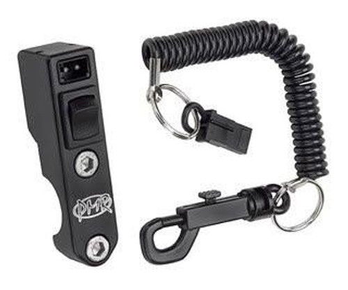 PMR Components PMR Easy Mount Stealth Tether Kill Switch with Toggle, compact black device with coiled tether and clip for vehicle safety and emergency shut-off.