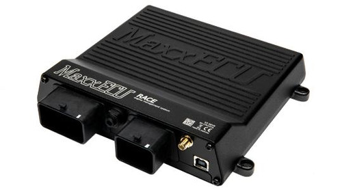 MaxxECU Race Engine Control Unit, black rectangular car tuning ECU with multiple connectors and branding on top. Loading Image