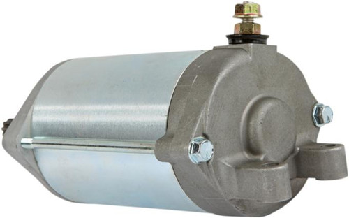 Schnitz Racing Starter Motor Suzuki Hayabusa (03-07), silver and gray motorcycle starter motor with mounting bolts and electrical connections. Loading Image