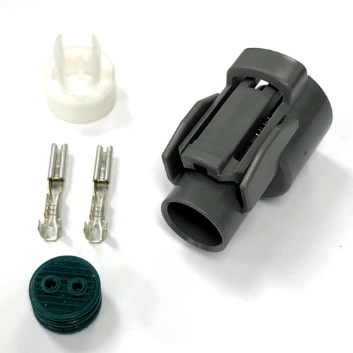 Ryan Schnitz Racing RSR Connector Kit, 2 Way Socket HW-2, black electrical connector with mounting accessories and terminal pins for automotive wiring.