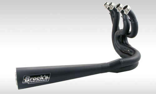 Brock's Performance Brocks Sidewinder Exhaust 20" Muffler Suzuki GSXR1000 (17-25) Black, motorcycle exhaust system with a black finish and multiple exhaust outlets.