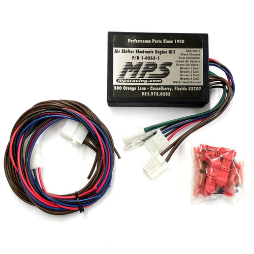 MPS Sport Bike Kill Box, electronic engine kill switch with wiring and connectors.