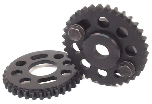 APE Adjustable Cam Sprockets Suzuki GSXR1000 (17-25), two black metal cam sprockets for motorcycle engine timing adjustment. Loading Image
