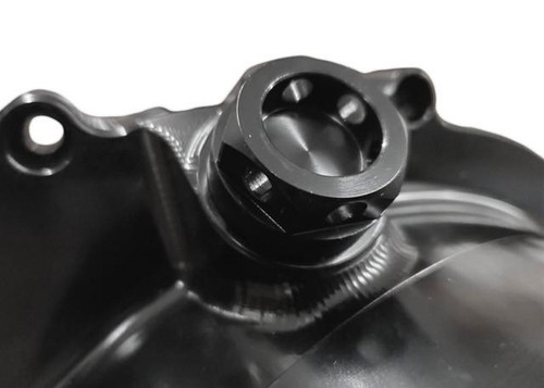 VooDoo Quick Access Clutch Cover Kawasaki ZX-14R (06-25), close-up view of the black metal clutch cover component.