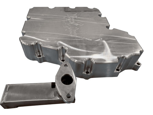 VooDoo Low Profile Billet Oil Pan Suzuki GSX1300R Hayabusa (99-26), metallic aluminum oil pan with a low profile and smooth finish.