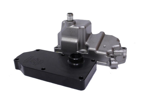 HTP Performance HTP Low Profile Crankcase Breather Cover Plate Suzuki GSXR1000 (17-25), motorcycle engine crankcase breather cover plate with sleek black and silver finish.