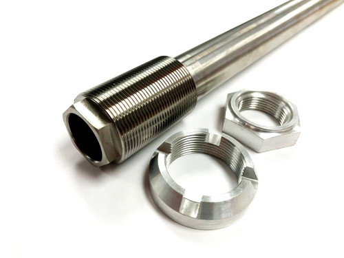 Ironless Innovations Titanium Swingarm Pivot Axle, Suzuki Hayabusa (99-25), high-strength titanium motorcycle swingarm pivot axle with matching nuts for Suzuki Hayabusa models.