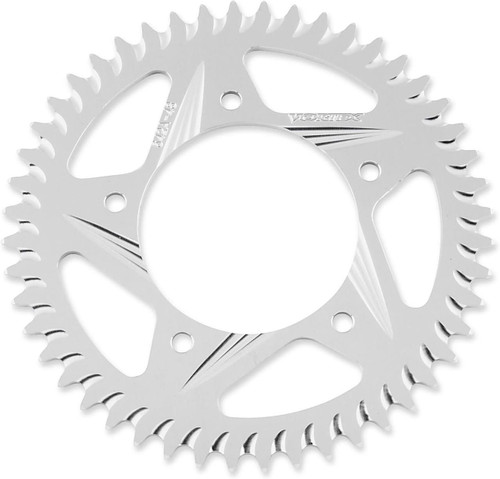 Vortex Rear Aluminum Sprocket, Kawasaki ZX-10R (04-24), silver color gear with cut-out design and sharp teeth.