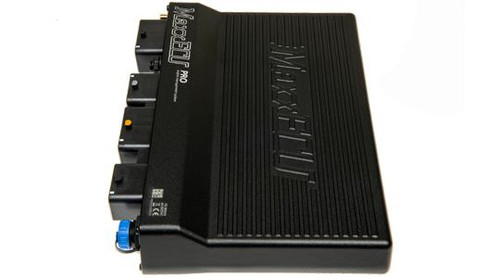 MaxxECU Pro Engine Control Unit, black rectangular automotive ECU with multiple connectors and cooling fins. Loading Image