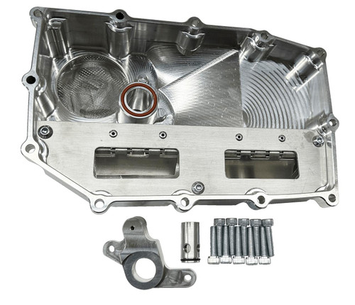 Brutal Performance Low Profile Billet Oil Pan Suzuki GSXR1000 (17-25) Direct Pickup, metallic engine oil pan with mounting hardware. Loading Image