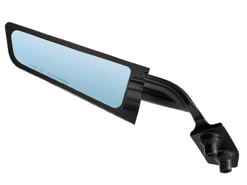 Rizoma Stealth Supersport Mirrors BMW S1000RR (20-25), black motorcycle rearview mirror with mirror and mounting arm.