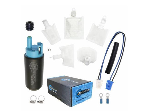 Quantum Fuel Systems Quantum Replacement Fuel Pump Suzuki GSXR1000 (05-06), image showing the fuel pump along with filters, electrical components, and accessories.