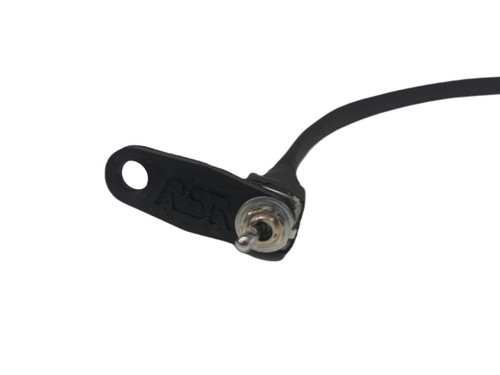 Ryan Schnitz Racing RSR Replacement Toggle Switch for Power/Arm/Activation Harness, black toggle switch with metal pin and RSR branding.