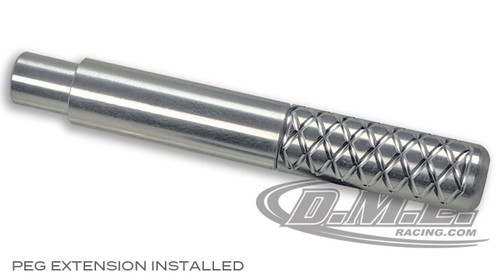 DME Peg Extension, metal peg extension for motorcycle or cycling bike applications with a textured grip section.
