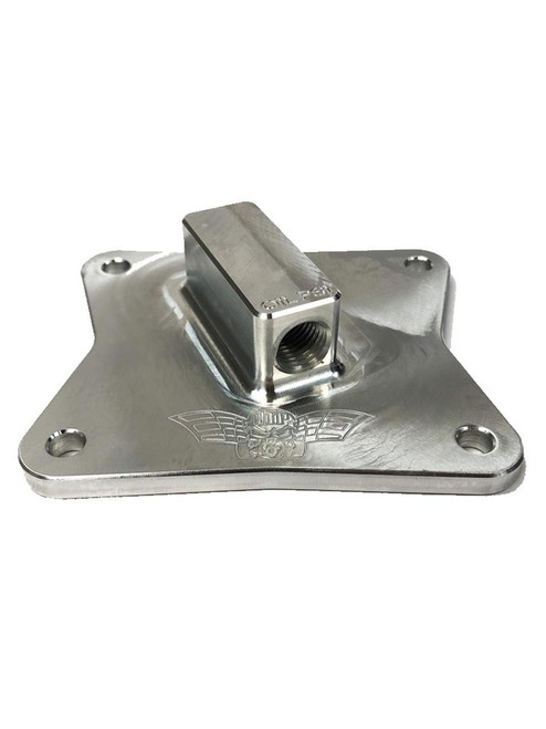 HTP Performance HTP Oil Cooler Block off Plate, Kawasaki ZX-10R (16-25), metallic engine part for motorcycle cooling system.