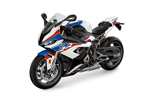 Dynojet Power Commander 6 BMW S1000RR (17-18), motorcycle with white, blue, and red sports bike design and racing colors.
