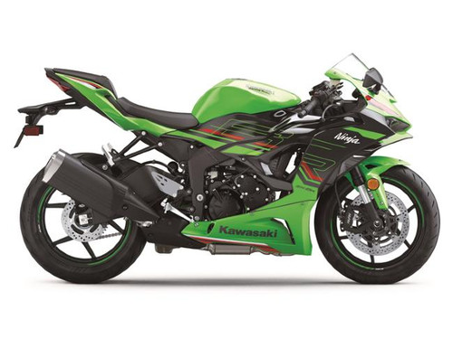 CP-Carrillo CP Piston Kit Kawasaki ZX-6R (07-23), a green and black sport motorcycle with aerodynamic fairings, racing decals, and a sleek design.