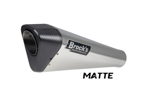 Brocks Performance Brocks Penta-Carbon Full System 15" Muffler Suzuki Hayabusa (22-25), motorcycle exhaust muffler with carbon fiber end cap and matte finish.