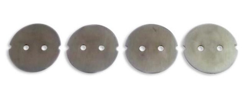 RCC Stainless Steel Throttle Blades Suzuki Hayabusa (08-21), four circular throttle blades with two central holes each, aligned horizontally. Loading Image