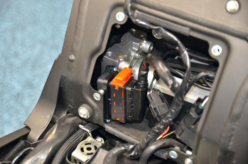 Brocks Performance ABS Delete Kawasaki ZX-14 (12-26), close-up of the ABS delete module installed in a motorcycle