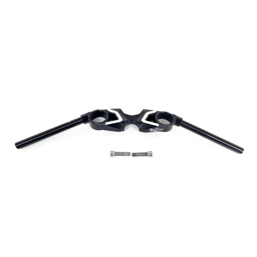 VooDoo Top Triple Tree Suzuki Hayabusa 22-26, black and silver motorcycle fork triple tree clamp with mounting bolts.