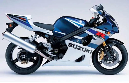 Suzuki OEM Suzuki GSXR1000 Service Manual (03-04), motorcycle image showing a blue and white Suzuki GSXR1000 sports bike.