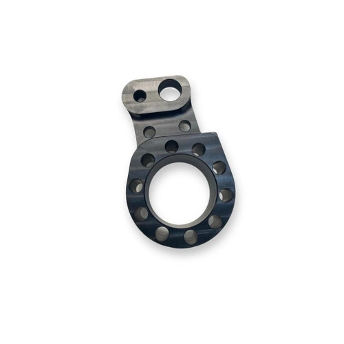 HTP Performance HTP Rear Brake Eliminator Spacer With Sensor Mount Suzuki GSXR1000 (17-25), black metal brake spacer with multiple holes for mounting and sensor placement. HTP Performance HTP Rear Brake Eliminator Spacer With Sensor Mount Suzuki GSXR1000 (17-25), black metal brake spacer with multiple holes for mounting and sensor placement.