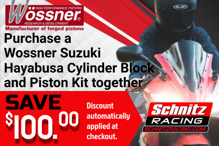 Save $100 with purchase of Wossner Hayabusa Block and any brand Piston Kit