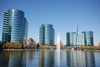 body of water with office buildings in the background 