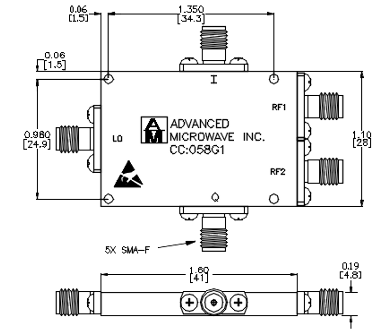 Advanced Microwave HMQ3531, 8 to 18 GHz I/Q mixer