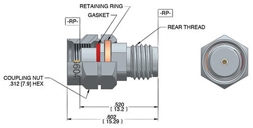 1821-03SF,Southwest Microwave 1.85mm Thread-In Connector