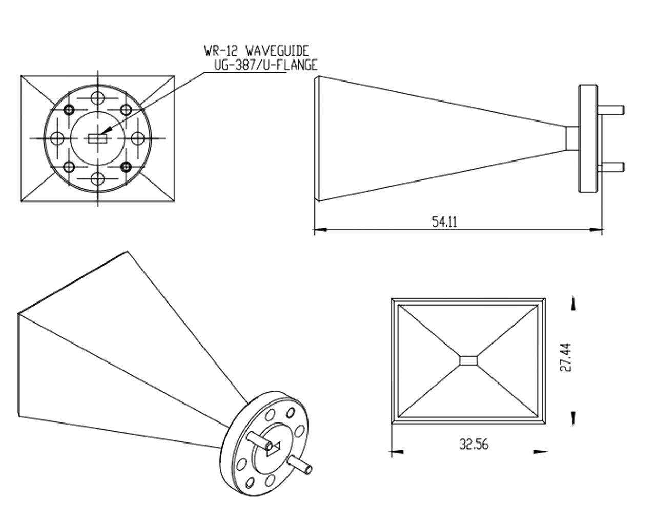 WR-12, 23 dBi Typical Gain, Rectangular Standard Gain Horn Antenna ...