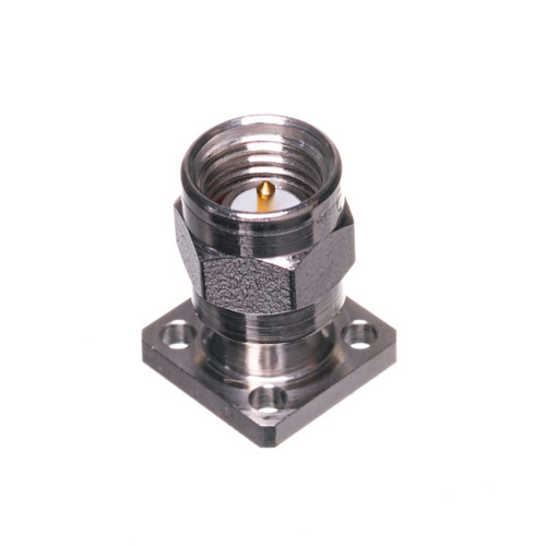 Main Image - SMA Male Connector 4 Hole .375" Square Flange - Accepts .009 Pin Dia. Main Image - SMA Male Connector 4 Hole .375" Square Flange - Accepts .009 Pin Dia.
