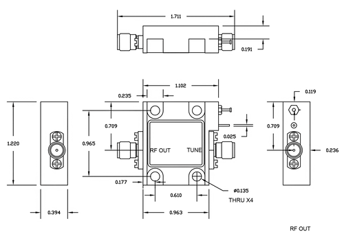 Outline Drawing - Wide Band VCO - 5 to 8.4 GHz Outline Drawing - Wide Band VCO - 5 to 8.4 GHz