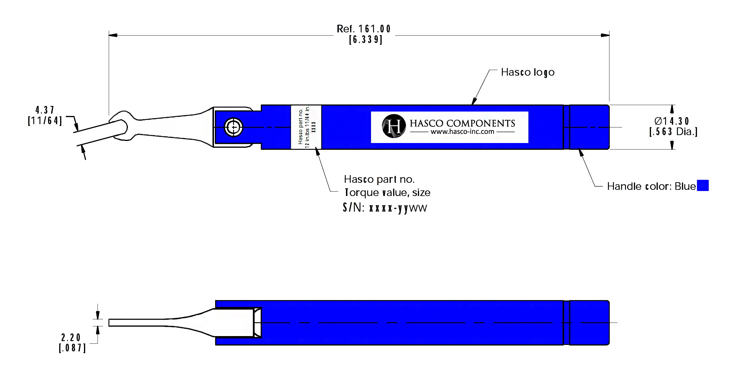 Product Image 1 - Torque Wrench -  Break Over Type with 11/64 inch Hex Bit - Preset to 12 in-lbs