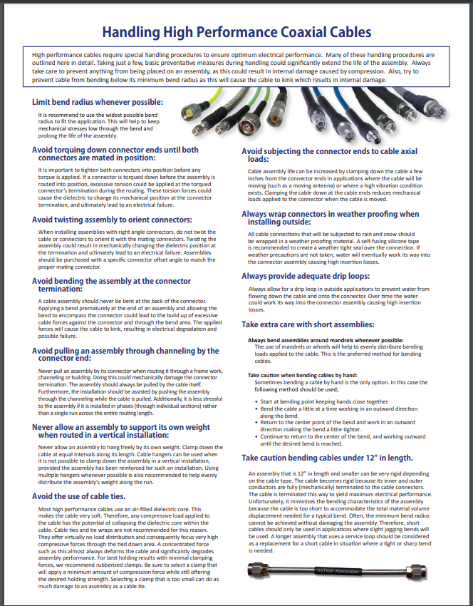 Handling High Performance Coaxial Cables