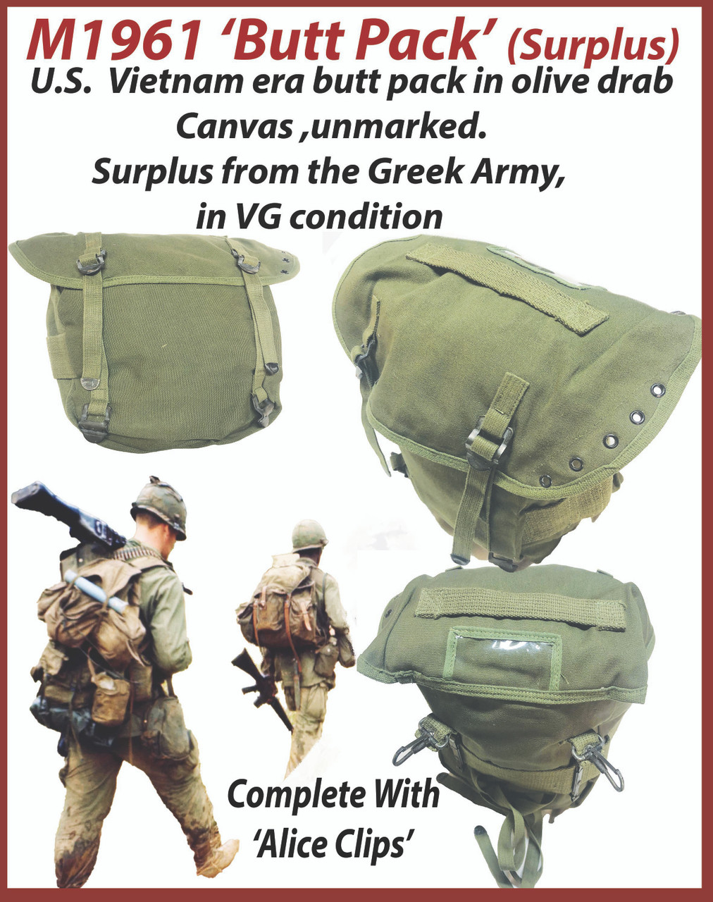 Greek Army M1961 Buttpack (U.S. Army Style) - SARCO, Inc
