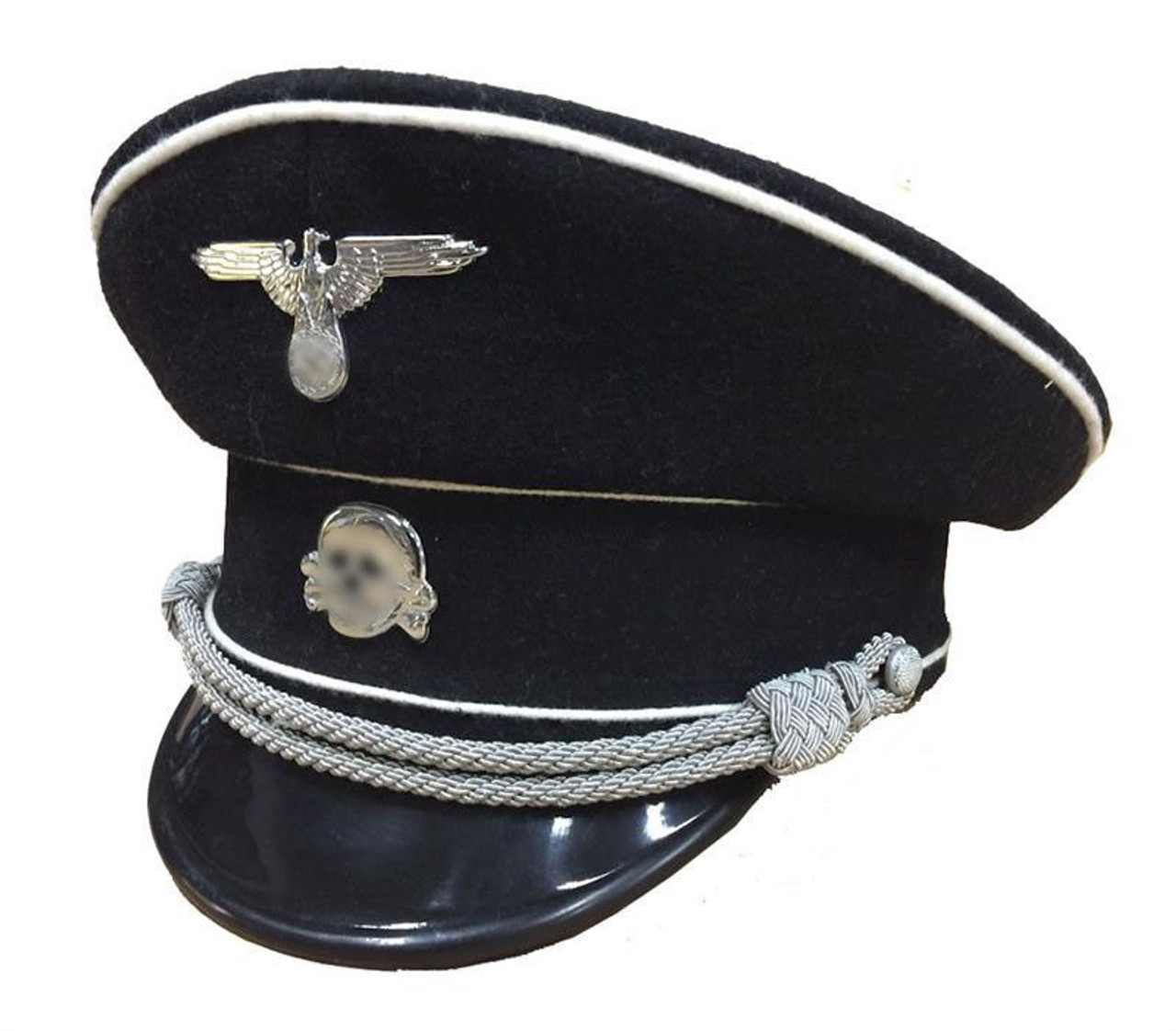 German Officer Visor Cap Ss Black Wool Sarco Inc