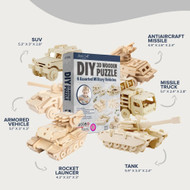 DIY 3D Puzzle - Wooden Puzzle Bundle Pack: Military Vehicles