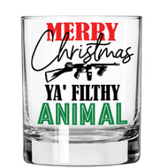 Christmas Whiskey Glass - Merry Christmas, Ya Filthy Animal