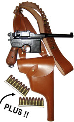 Mauser C96 Broomhandle Bandolier Holster with Two 8rd Stripper Clips Mauser C96 Broomhandle Bandolier Holster with Two 8rd Stripper Clips