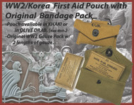 U.S. WW2 / Korean War First Aid Pouch with Original WW2 Bandage Pack KHAKI