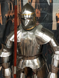Medieval Italian Gothic Armor Suit Set w/ Stand & Halberd Poleaxe