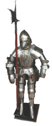 Medieval Italian Gothic Armor Suit Set w/ Stand & Halberd Poleaxe