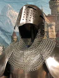 'Sir Galahad' Suit of Medieval Armor w/ Armature & Wooden Base