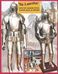 'Sir Lancelot' Medieval Suit of Armor w/ Armature  & Wooden Base